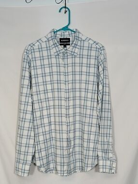 EUC Bonobos Shirt Mens Sz Lg Blue White Plaid Button Up Preppy Casual Slim Fit